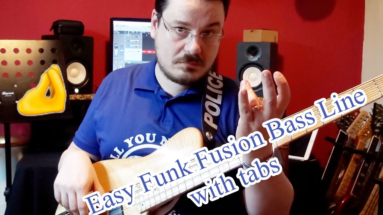 Easy Funk Fusion Bass Line (with tabs) #9 (Custom Set Neck Bass)