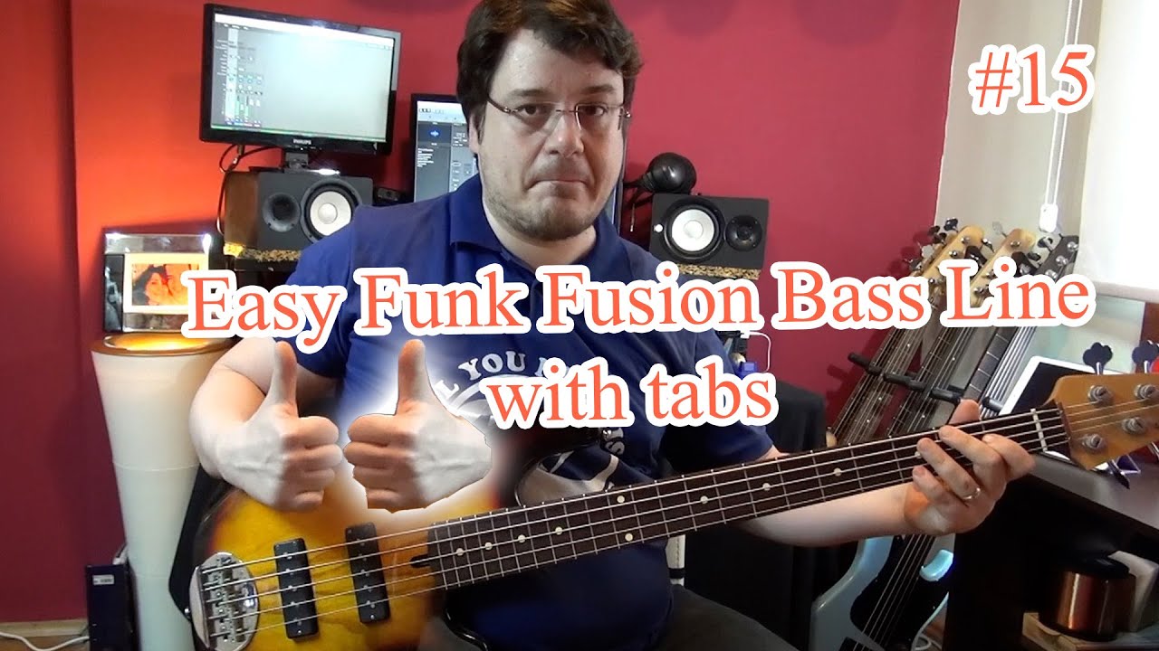 Easy Funk Fusion Bass Line (with tabs) #15 (Lakland Bass)