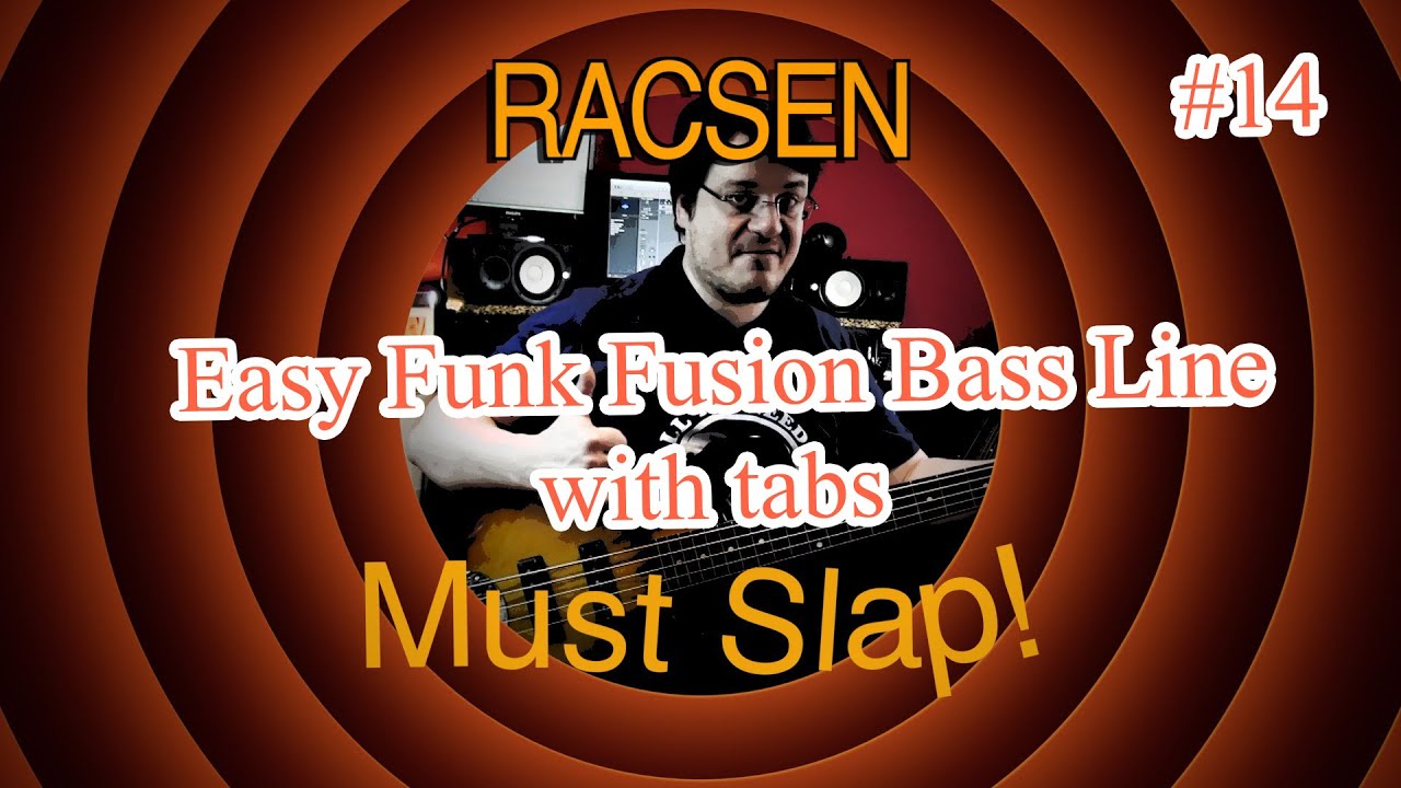 Easy Funk Fusion Bass Line (with tabs) #14 (Lakland Bass)